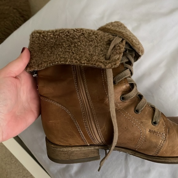 Caterpillar Narcissa Faux Fur Leather Mid Calf Boots, Bossa Nova Taupe, size 10 - Picture 7 of 12